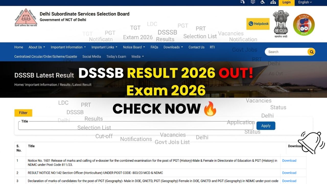 DSSSB Result 2026 Out