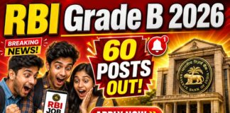 RBI Grade B Recruitment 2026: Apply Online for 60 Posts, Salary ₹1.54 Lakh, Exam Dates & Eligibility RBI Grade B Recruitment 2026