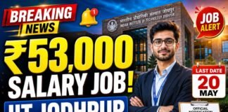 IIT Jodhpur Recruitment 2026 Apply Online for Deputy Project Manager Post, Salary Up to ₹53,000