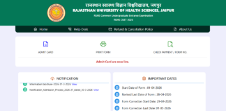 RUHS CUET Admit Card 2026 Released