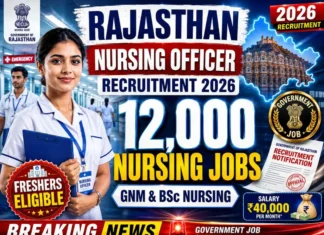 Rajasthan Nursing Officer Recruitment 2026: 12,000 Posts for GNM & BSc Nursing Candidates Rajasthan Nursing Officer Recruitment 2026