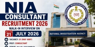 NIA Consultant Recruitment 2026 Notification